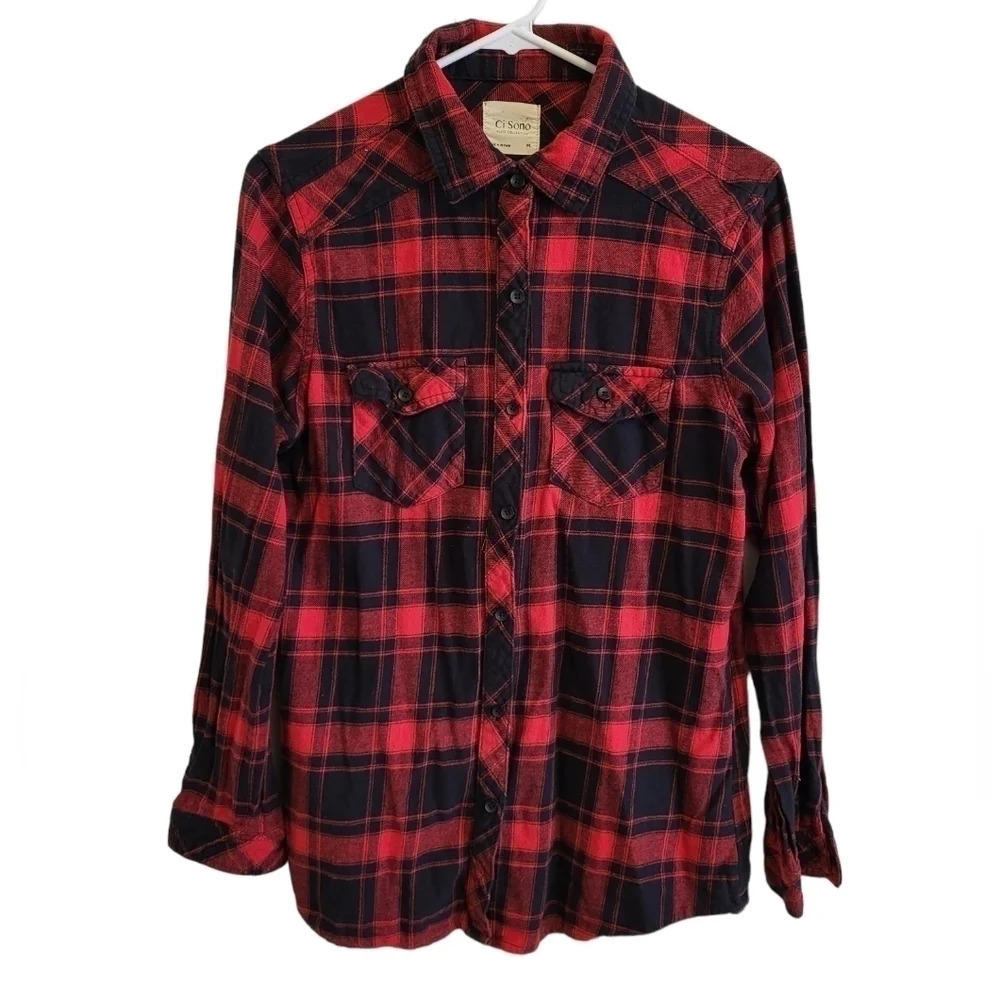 Ci Sono Women's Button Up Plaid Shirt (Size M)